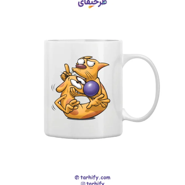 ماگ طرح گربه سگ با چاپ باکیفیت و تصویر شخصیت‌های کارتونی CatDog