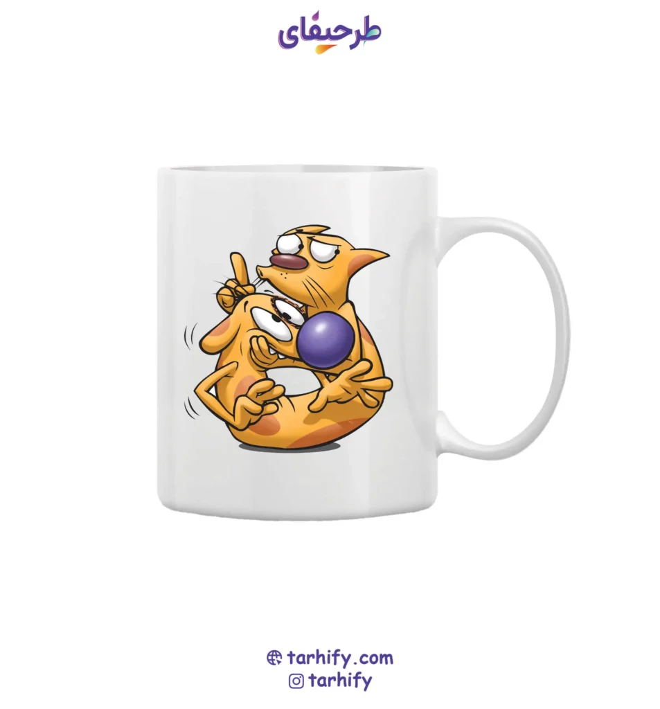 ماگ طرح گربه سگ با چاپ باکیفیت و تصویر شخصیت‌های کارتونی CatDog