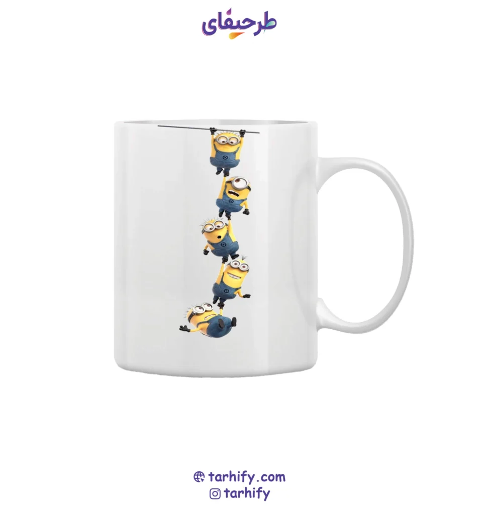 ماگ طرح مینیون های آویزون با چاپ باکیفیت و تصویر Hanging Minions