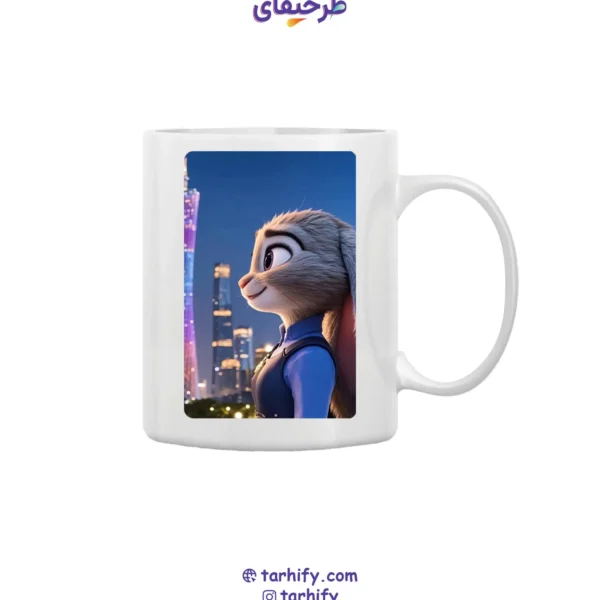 ماگ کاپلی طرح زوتوپیا جودی با چاپ باکیفیت و تصویر Judy Hopps از انیمیشن Zootopia