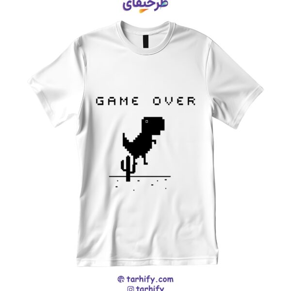 تیشرت طرح دایناسور گوگل No Internet Dino Game با چاپ فانتزی از بازی بی‌نت کروم