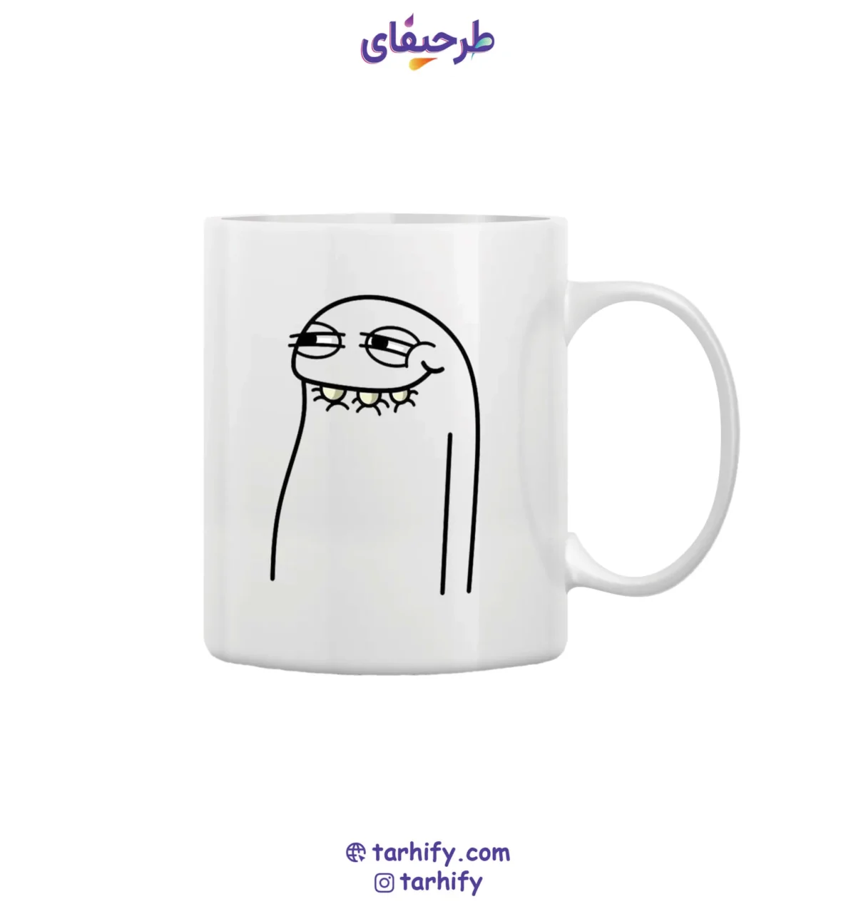 ماگ طرح خنده مرموز (میم لبخند موذی) کارتونی با چاپ دیجیتال باکیفیت