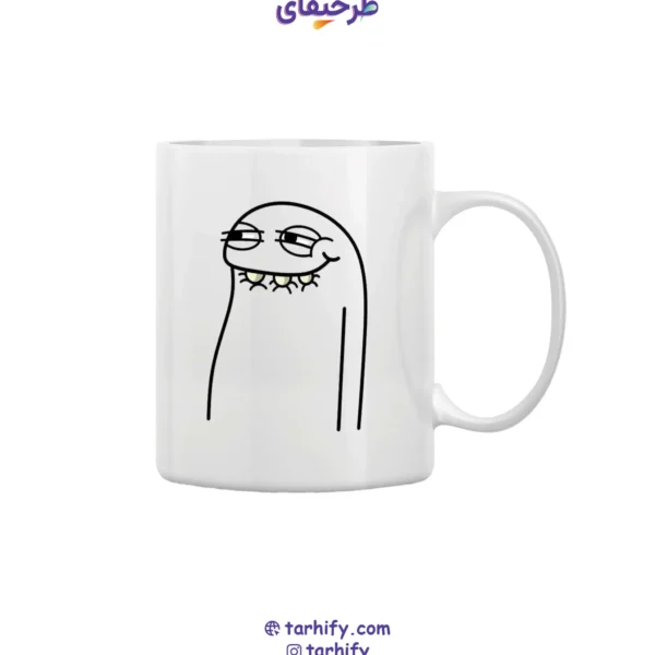 ماگ طرح خنده مرموز (میم لبخند موذی) کارتونی با چاپ دیجیتال باکیفیت