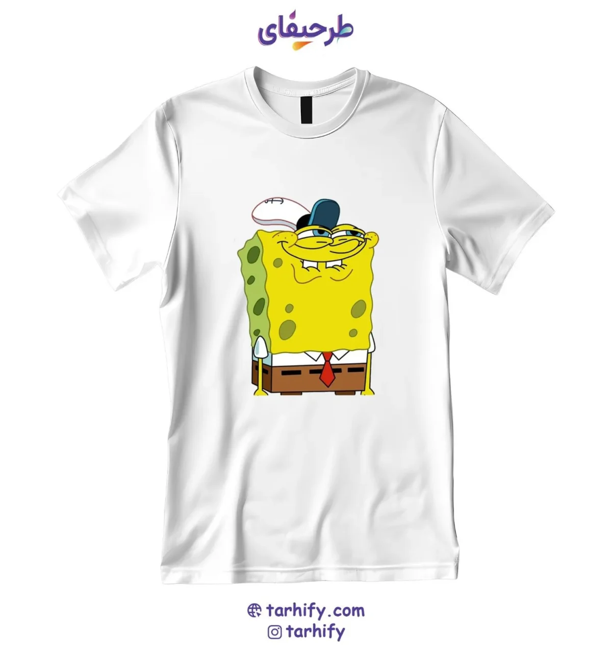 spongebob-tshirt-tarhify.com تیشرت طرح باب اسفنجی خندان با چاپ دیجیتال باکیفیت و رنگهای شاد