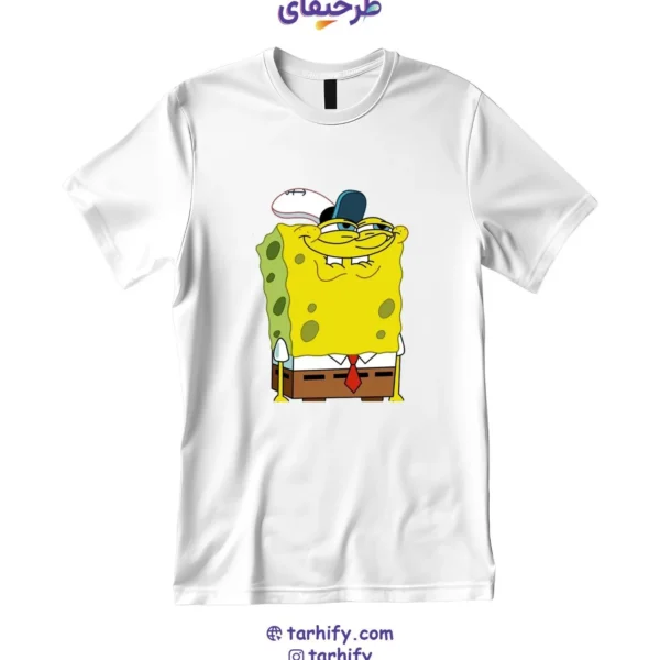 تیشرت طرح باب اسفنجی خندان با چاپ دیجیتال باکیفیت و رنگ‌های شاد