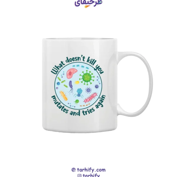 ماگ سرامیکی طرح ویروس‌شناسی Virology با چاپ علمی دقیق از ساختار ویروس‌ها