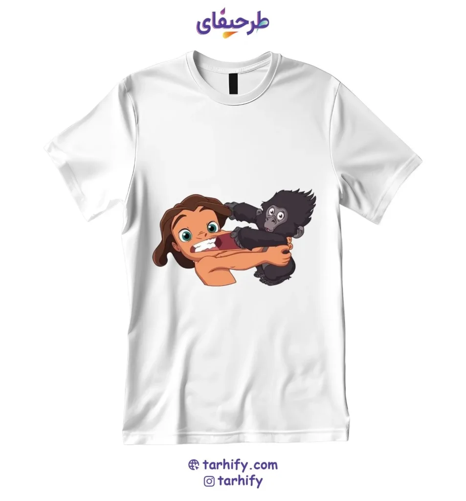 تیشرت طرح تارزان Tarzan با چاپ دیجیتال باکیفیت و طراحی کارتونی ماجراجویانه