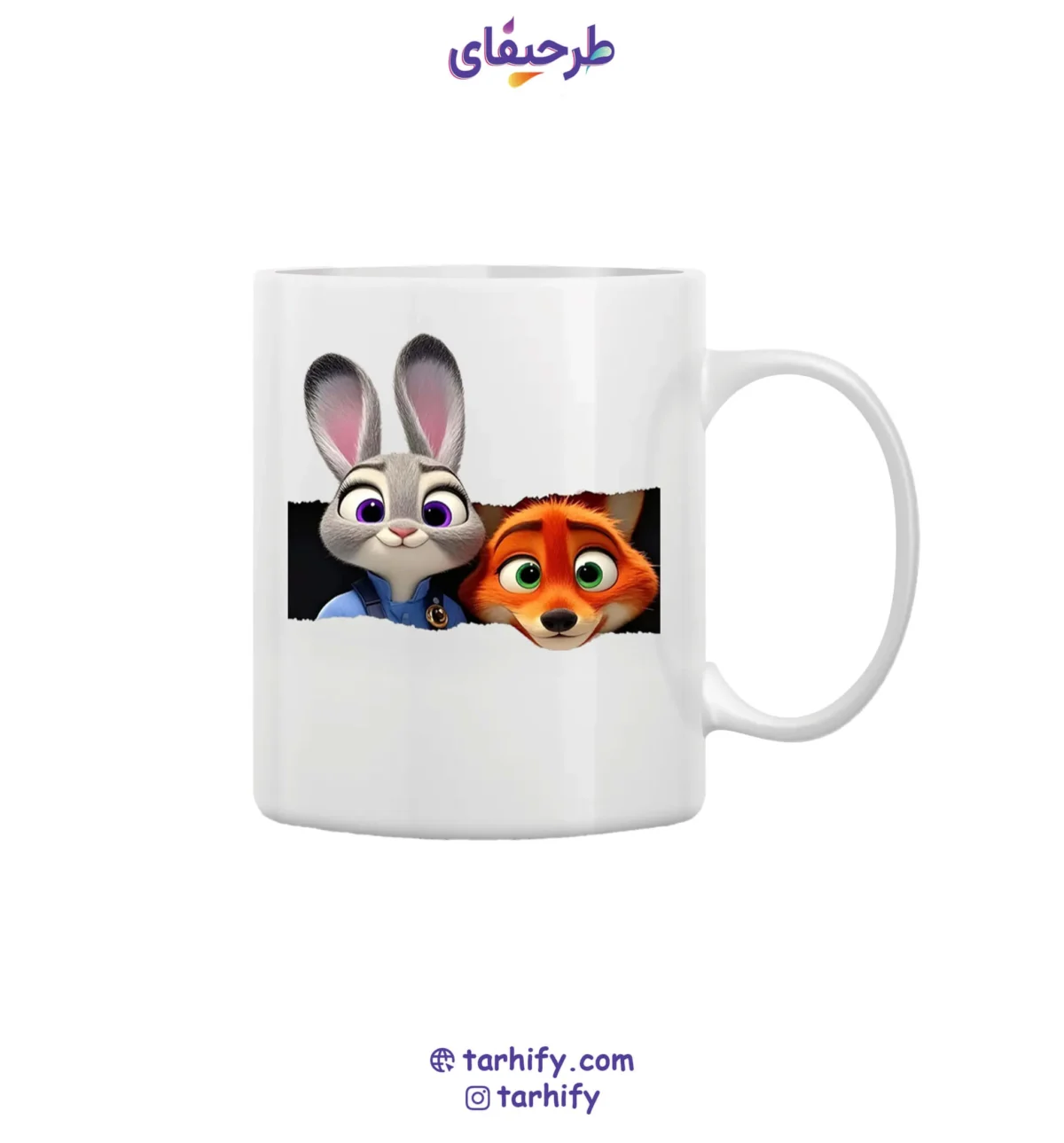 zootopia28-mug-tarhify.com ماگ سرامیکی طرح زوتوپیا با چاپ شخصیتهای Judy Hopps و Nick Wilde