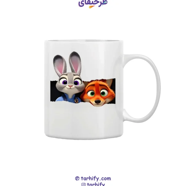 ماگ سرامیکی طرح زوتوپیا با چاپ شخصیت‌های Judy Hopps و Nick Wilde