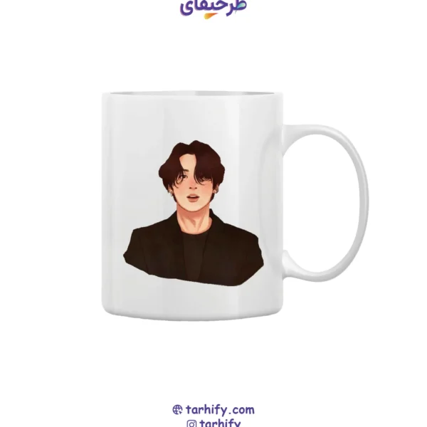 ماگ طرح کارتونی جونگ‌کوک بی‌تی‌اس Jungkook BTS Cartoon با چاپ رنگی و فانتزی