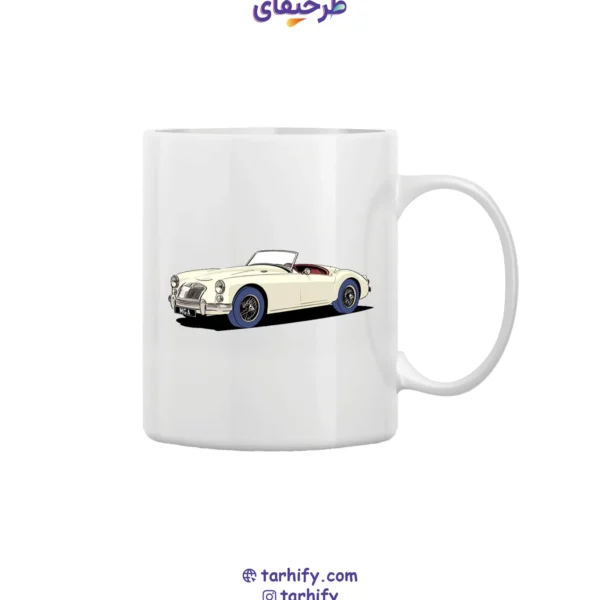 ماگ طرح ماشین کلاسیک MGA Classic Car با چاپ رنگی از خودروی قدیمی انگلیسی